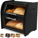 Brotkasten, Schwarz, Holz, 12x7x16 cm, K&uuml;chenzubeh&ouml;r, Brotk&auml;sten & Brotk&ouml;rbe