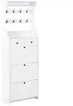 Beliani Schuhschrank, Wei&szlig;, Holzwerkstoff, 70x200x30 cm, Garderobe,