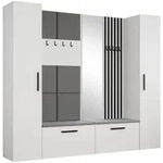 Masseno Garderobenschrank, Wei&szlig;, Holzwerkstoff, 10 F&auml;cher, 241.2x204x40 cm,