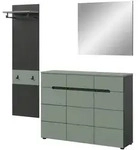 Inn.Furn Garderobe-Set, Salbeigr&uuml;n, Dunkelgrau, Kunststoff, 9 F&auml;cher, 3 Schubladen,