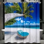 Duschvorhang, Mehrfarbig, Textil, 100x200 cm, Badtextilien, Duschvorh&auml;nge