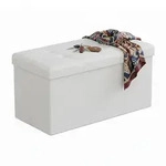 Relaxdays Truhenbank, Wei&szlig;, Holzwerkstoff, Kunststoff, Textil, 2-Sitzer, 76x38x38