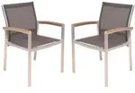 Gardenson Gartenstuhl-Set, Braun, Grau, Silber, Metall, Kunststoff, eckig,...