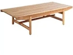 Beliani Loungetisch, Hellbraun, Holz, 145x38x79 cm, Gartenm&ouml;bel, Gartentische,