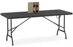 Relaxdays Gartentisch, Schwarz, Kunststoff, Metall, 8-Sitzer, rechteckig, 180x73x74