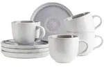 M&auml;ser Tassenset Elea, Wei&szlig;, Flieder, Keramik, 8-teilig, 260 ml, Kaffee & Tee,