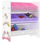 [en.casa] Kinderregal, Wei&szlig;, Rosa, Lila, Holzwerkstoff, Textil, M&auml;rchen/...