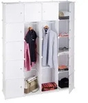 Relaxdays Kleiderschrank, Wei&szlig;, Kunststoff, Metall, 145x180x36.5 cm, Schlafzimmer,