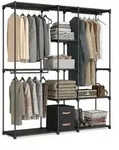 Relaxdays Garderobe, Schwarz, Metall, Kunststoff, 182x182x43 cm, Schlafzimmer,