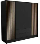 Masseno Dreht&uuml;renschrank, Schwarz, Holzwerkstoff, 8 F&auml;cher, 2 Schubladen,