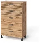 Vicco Kommode, Eiche Wotan, Holzwerkstoff, 5 Schubladen, Rechteckig, 80x127.6x38 cm,