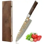 Zayiko Chefmesser, Ahorn, Edelstahl, Metall, Echtholz,Ahorn, 33 cm, Kochen,