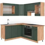 Vicco Eckk&uuml;che, Gr&uuml;n, Eiche, Holzwerkstoff, L-Form,Formgebogen, 190x206.8x60...