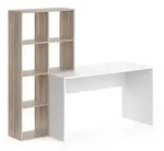 Vicco Schreibtisch, Wei&szlig;, Sonoma Eiche, Holzwerkstoff, 6 F&auml;cher, Rechteckig,