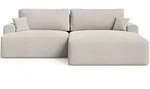 Graingold Ecksofa, Beige, Textil, Kiefer, 3-Sitzer, Ottomane rechts,L-Form, 259x145