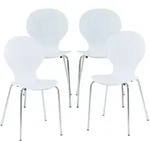 [en.casa] Esszimmerstuhl-Set, Wei&szlig;, Chrom, Metall, Teilmassiv,Birke, 4-Sitzer,