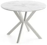 WFL Group Esstisch, Ecru, Metall, Nachbildung, 6-Sitzer, Rund,Rund, 140x76x100 cm,
