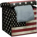 Relaxdays Sitzhocker, Mehrfarbig, Holzwerkstoff, Kunststoff, Textil, 38x38x38 cm,