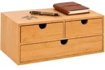 Relaxdays Schubladenbox, Hellbraun, Holz, 33x13.5x21 cm, Arbeitszimmer, B&uuml;rozubeh&ouml;r