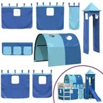 vidaXL Vorh&auml;nge, Blau, Textil, Schlafzimmer, Betten