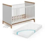 VitaliSpa Babybett, Wei&szlig;, Eiche Artisan, Holzwerkstoff, 1-Sitzer, Rechteckig,