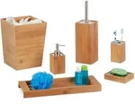 Relaxdays Badset, Hellbraun, Holz, Metall, 20x26.5x20 cm, Badaccessoires