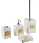Beliani Badezimmer, Beige, Hellbraun, Stein, 9x16x6 cm, Badaccessoires