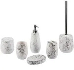 Beliani Badezimmer, Wei&szlig;, Schwarz, Stein, 9x21x9 cm, Badaccessoires