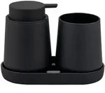 eluno Bad-Accessoires-Set, Schwarz, Kunststoff, 18.5x13.5x10 cm, Badaccessoires
