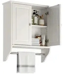 Relaxdays H&auml;ngeschrank, Wei&szlig;, Holzwerkstoff, Metall, 48x55x16 cm, Badezimmer,