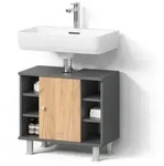 Livinity&reg; Waschbeckenunterschrank, Eiche, Anthrazit, Holzwerkstoff, 5 F&auml;cher,