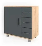 Vicco Waschbeckenunterschrank, Eiche, Holzwerkstoff, 1 F&auml;cher, 3 Schubladen,
