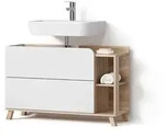 Livinity&reg; Waschbeckenunterschrank, Sonoma Eiche, Wei&szlig;, Holzwerkstoff, 1...
