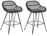 Beliani Barstuhl, Schwarz, Naturmaterialien, 54x94x57 cm, Esszimmer, Barm&ouml;bel,