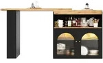 Okwish Bartisch, Schwarz, Holzwerkstoff, 193x105x39 cm, Esszimmer, Barm&ouml;bel,