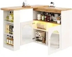 Okwish Bartisch, Wei&szlig;, Holzwerkstoff, 193x105x39 cm, Esszimmer, Barm&ouml;bel,...