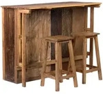 Design Delights Barschrank-Set, Natur, Holz, 140x110x69 cm, Esszimmer,...