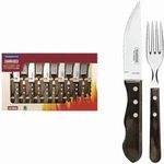 Tramontina Steakbesteck Jumbo, Braun, Edelstahl, Holz, 12-teilig, rostfrei,