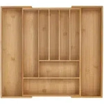 Relaxdays Besteckkasten, Hellbraun, Holz, Kunststoff, Bambus, 9 St&uuml;ck F&auml;cher,
