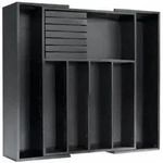 Besteckeinsatz, Schwarz, Holz, 55x5x43 cm, K&uuml;chenzubeh&ouml;r, Besteckk&auml;sten