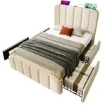 Okwish Polsterbett, Beige, Textil, 90x200 cm, Schlafzimmer, Betten,...