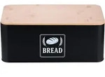 Relaxdays Brotkasten, Schwarz, Metall, Holz, Bambus, Vintage, Rechteckig, 33x13.5x19