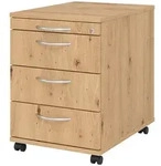 b&uuml;m&ouml; Rollcontainer, Wildeiche, Holzwerkstoff, Nachbildung,Eiche, 4 Schubladen,