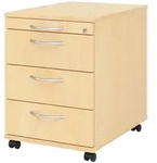 b&uuml;m&ouml; Rollcontainer, Ahorn, Holzwerkstoff, Nachbildung,Ahorn, 4 Schubladen,