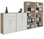 Mid.you Aktenschrank, Wei&szlig;, Eiche, Holzwerkstoff, 11 F&auml;cher, 2 Schublade(n)