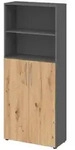 b&uuml;m&ouml; Regalschrank, Graphit, Wildeiche, Holzwerkstoff, Nachbildung,Eiche, 3...