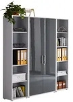 Mid.you Aktenschrank Office Edition - SW Set 3 hoch, Grau, Anthrazit Hochglanz,