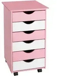 tectake Rollcontainer, Rosa, Holz, Rechteckig, 40x65x36 cm, Arbeitszimmer,...