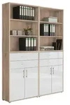Mid.you Aktenschrank, Eiche, Wei&szlig; Hochglanz, Holzwerkstoff, 6 F&auml;cher, 4