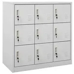 vidaXL Schliessfachschrank, Hellgrau, Metall, 9 F&auml;cher, 45x92.5x90 cm, Garderobe,